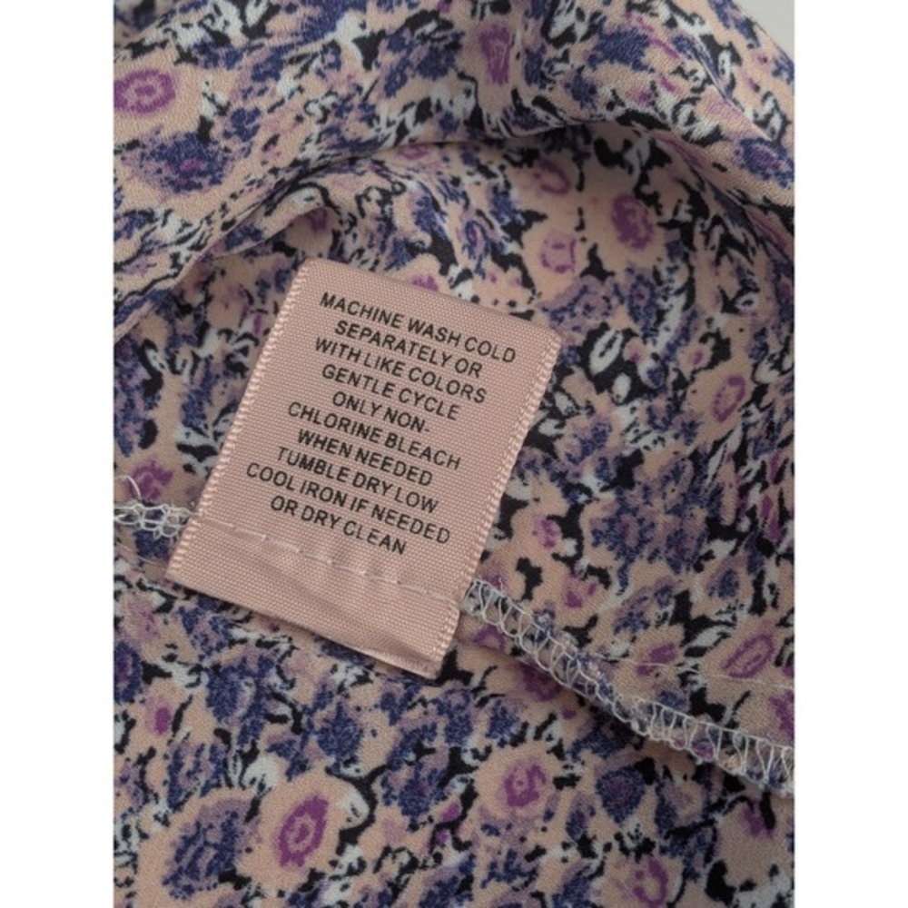 Philosophy Republic Clothing Blue Purple Floral Split Neck Sleeveless Blouse S - Picture 5 of 8
